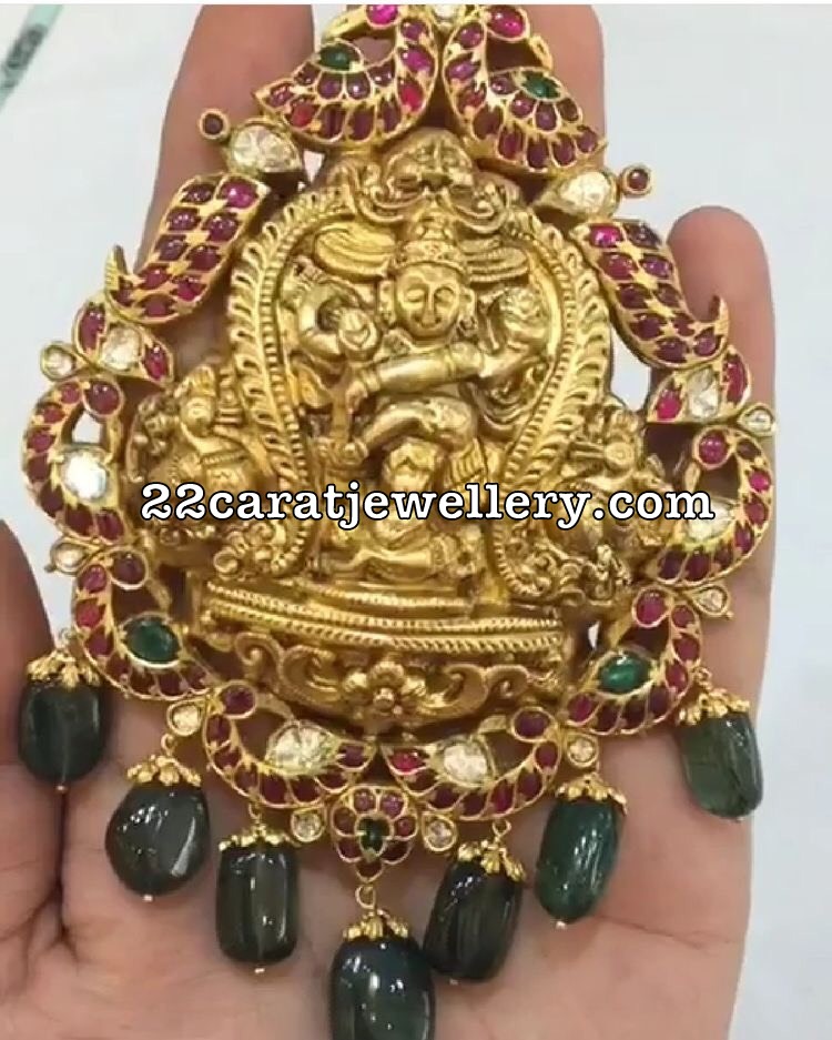 Nakash Krishna Pendant with Peacocks Jewellery Designs