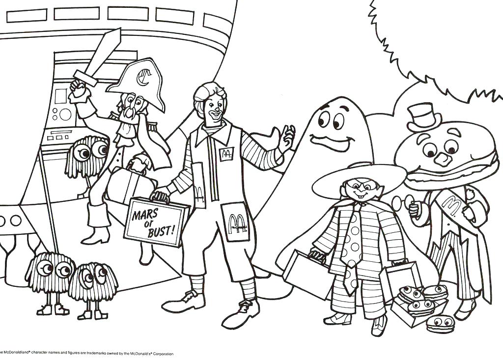 Ronald McDonald With His Friends Coloring Page Free Printable