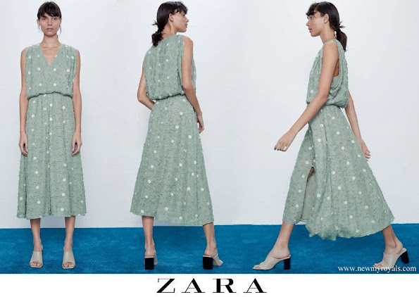 Queen Letizia wore Zara textured weave dress