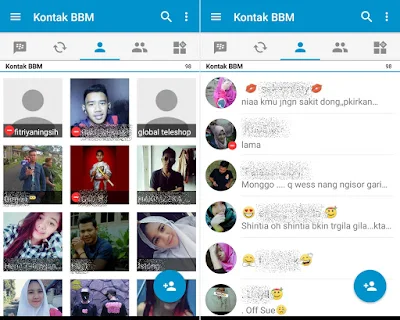 Merubah Tampilan Kontak BBM dari Petak ke Daftar