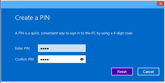 Replace the Windows 10 login password with 4 digit PIN