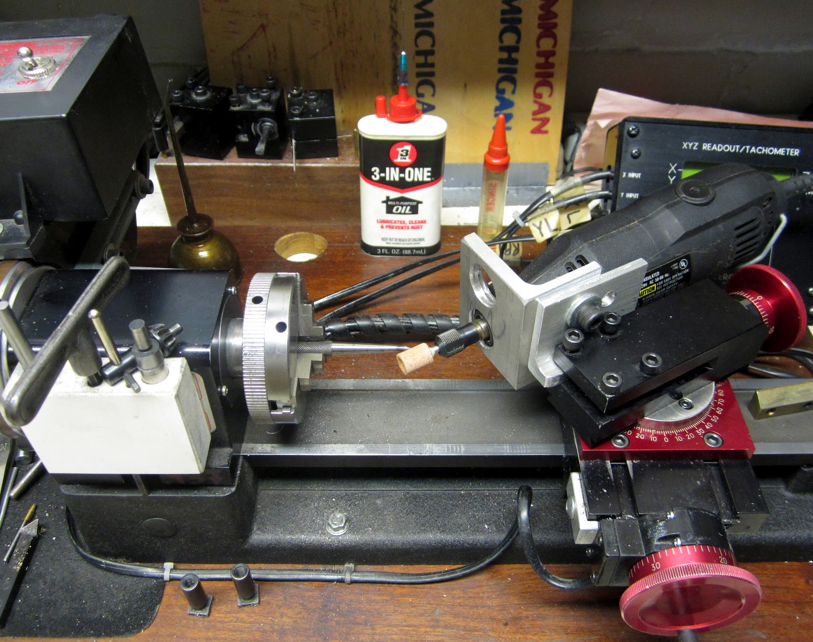 MI Shop Tools Inventions Sherline Lathe Dremel grinder attachment