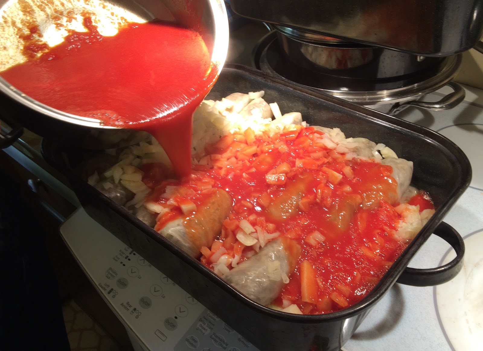 Barb's Plant Based Kitchen Jazzed Up Tomato Juice for Baking Cabbage Rolls