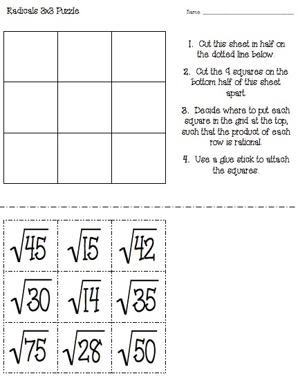 Math by Tori: Reviewing Radicals Worksheet