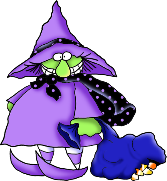 Funny Witch with Candies Halloween Clipart. - Oh My Fiesta ...