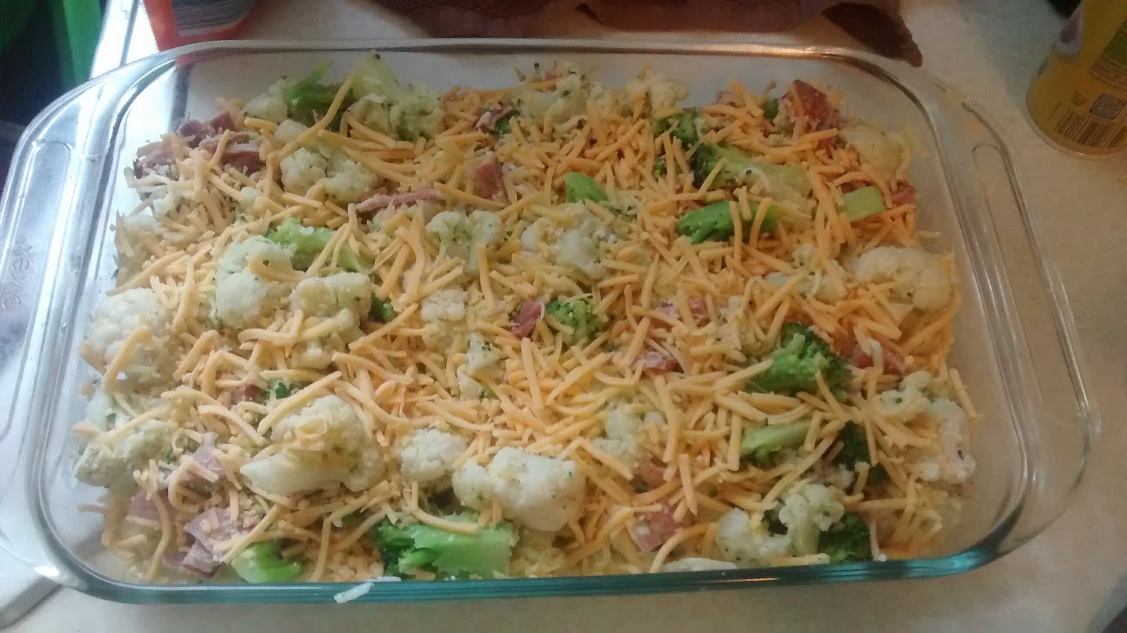 4 P's in a Pod Broccoli Cauliflower Ham Casserole