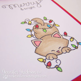 Kitty with christmas lights card by Newton's Nook Designs