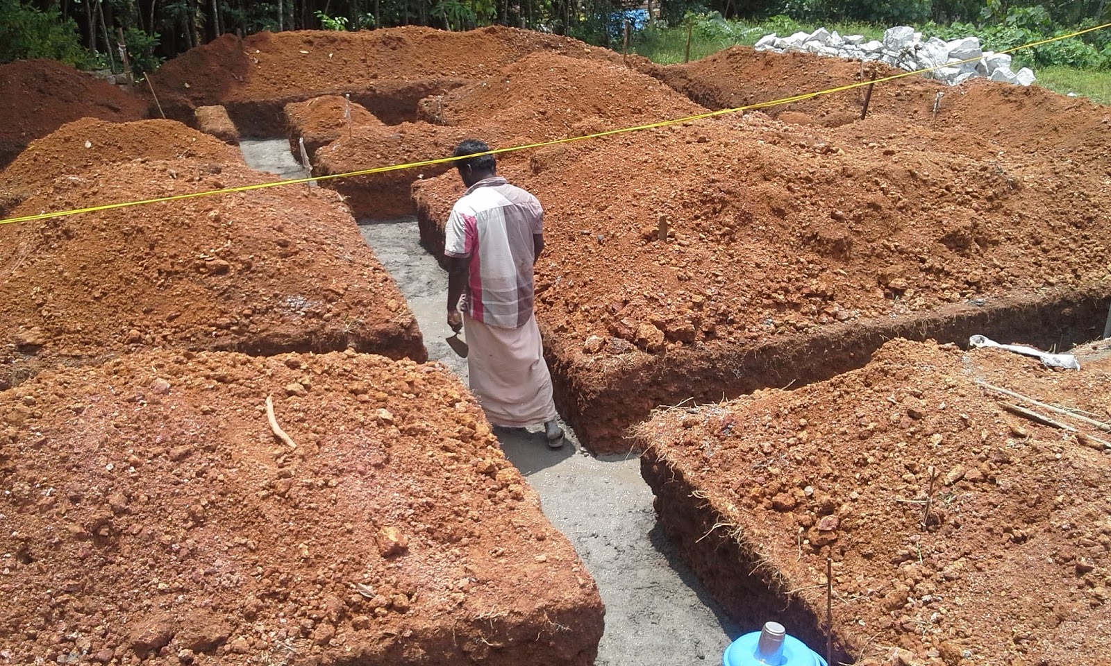 Kerala House Construction Tips 2. Setting out plan and digging