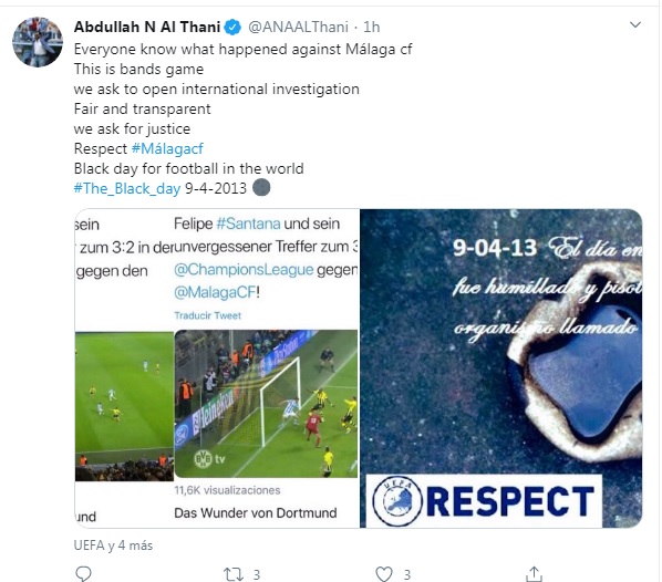 Al-Thani solicita una investigación por el robo de Champions ante el Dortmund