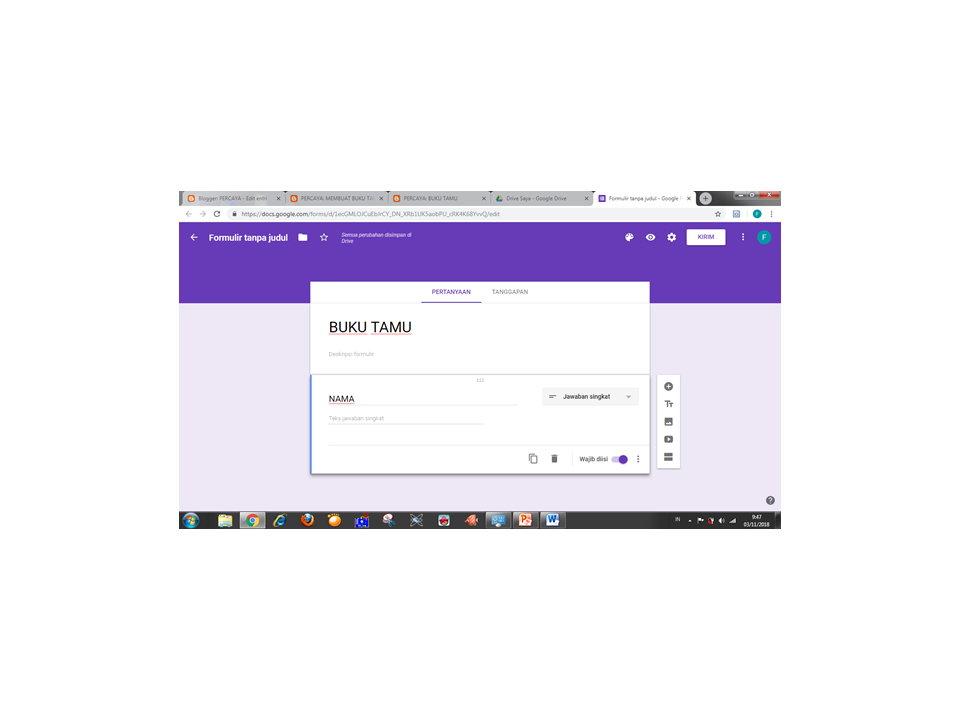 PERCAYA MEMBUAT BUKU TAMU MENGGUNAKAN GOOGLE DRIVE
