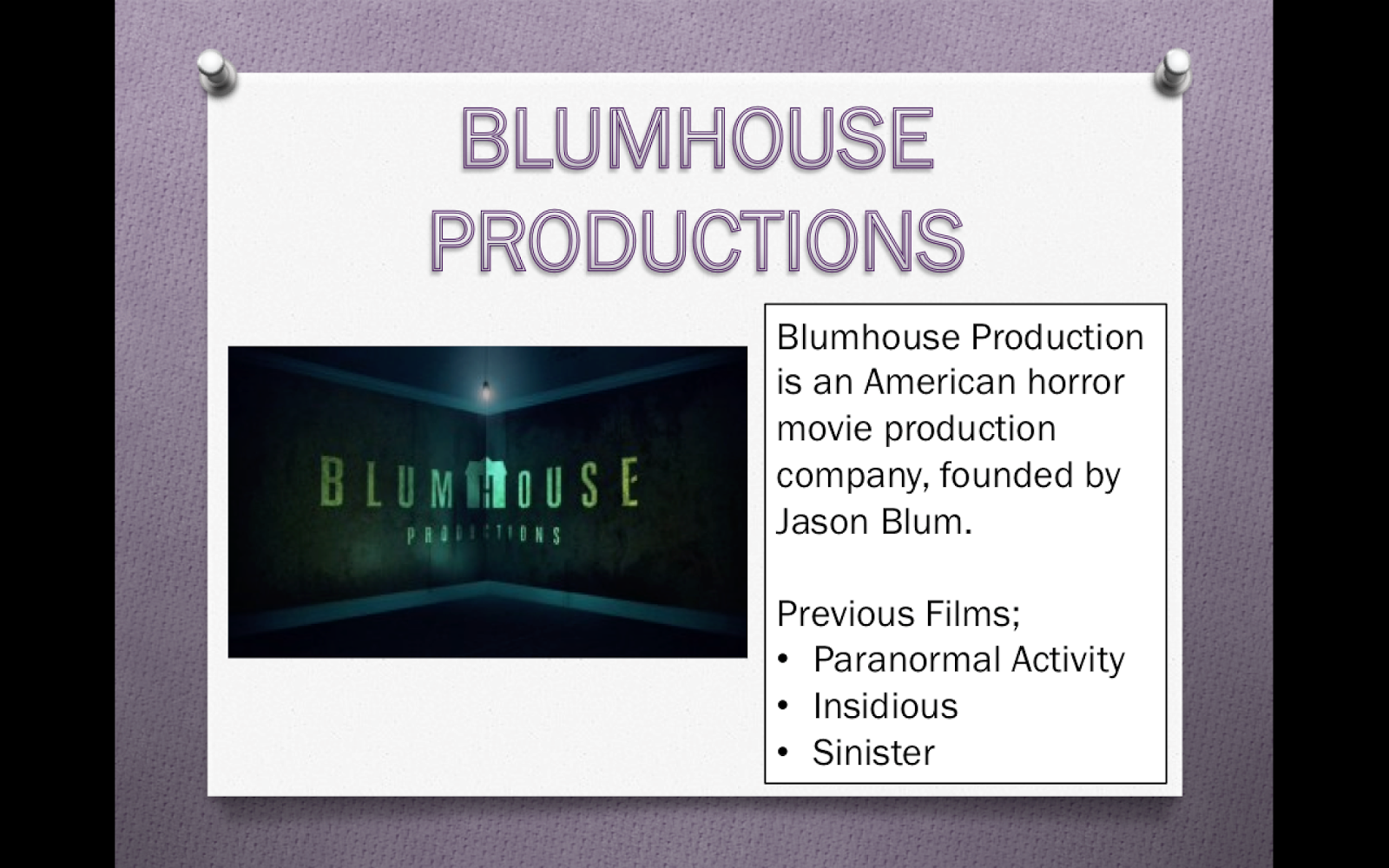 Athiqa Coursework Horror Production Companies (Research)