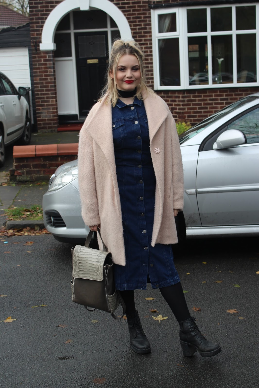 fitted denim shirt dress