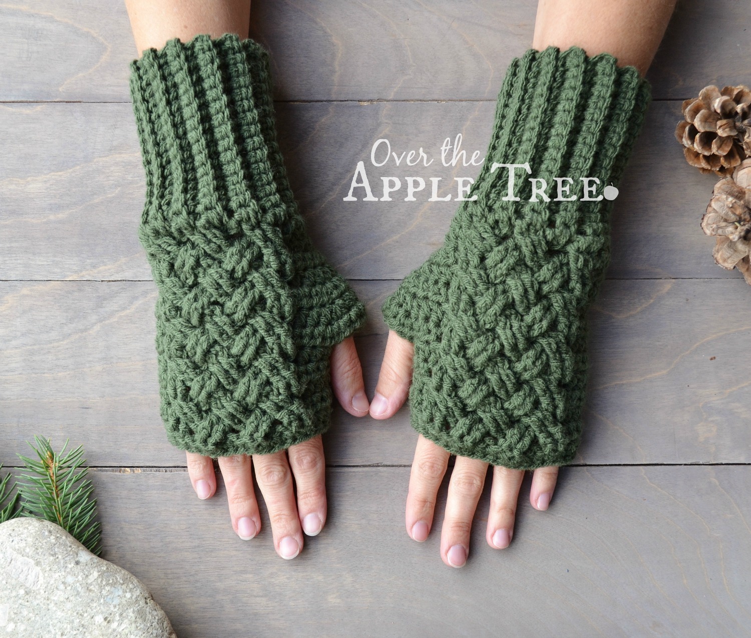 Over The Apple Tree: Celtic Weave Fingerless Gloves- Free Pattern