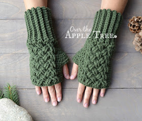 Celtic Weave Fingerless Gloves, Pattern by Over The Apple Tree