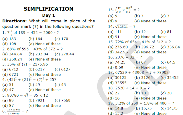 1000 Maths Simplification Question and Answers PDF Download