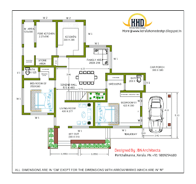 2 storey house ground floor drawing - 231 Sq. M (2485 Sq. Feet) - February 2012 