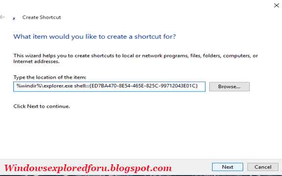 Create all tasks shortcut of Control Panel in windows 10