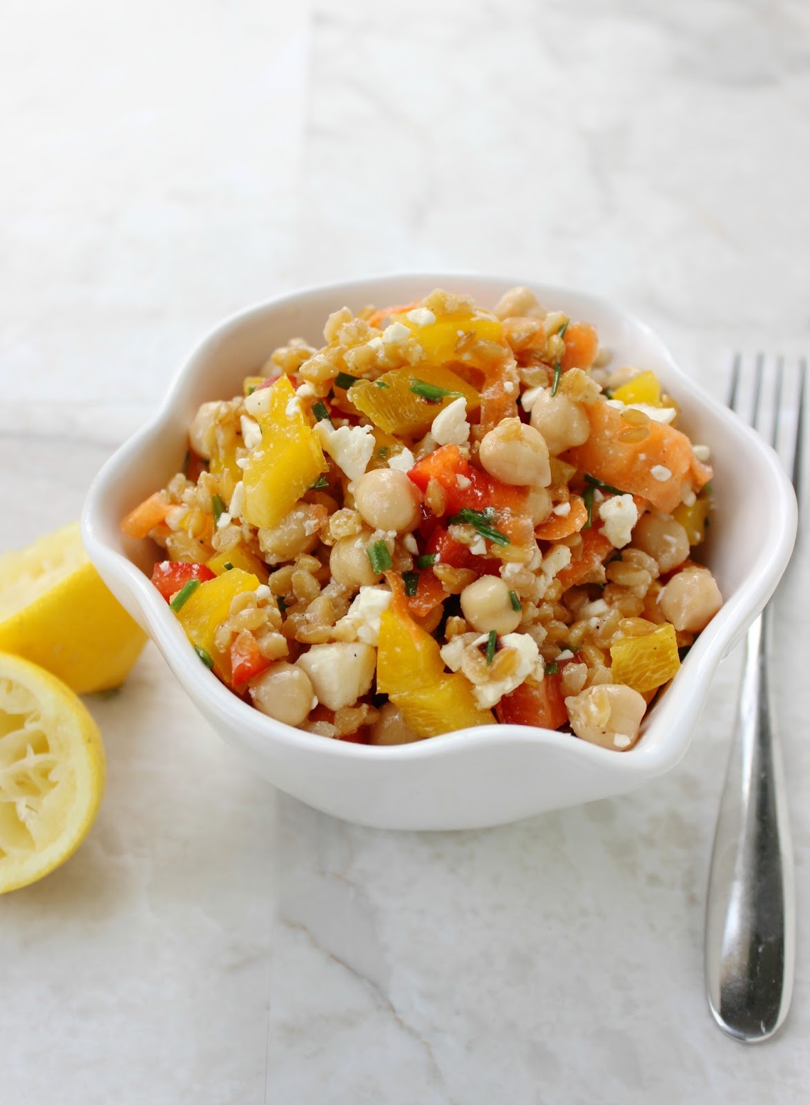 Stew or a Story Wheat Berry Salad with Chickpeas, Feta, Carrots, and