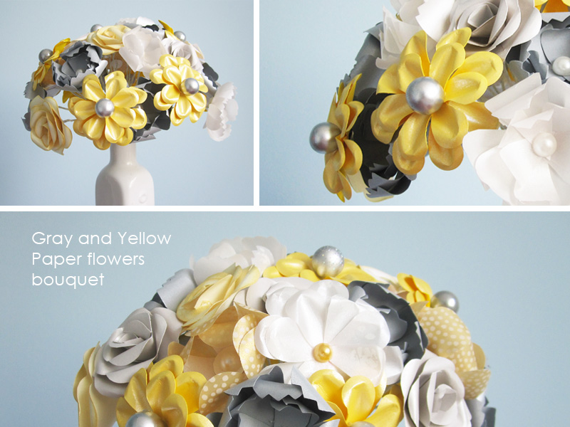 Gray and Yellow Paper Flowers This color combo seems perfect for today 39s 