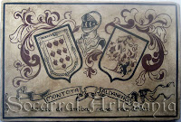 Socarrat escudo heráldico personalizado Escudo heráldico personalizado con los apellidos vascos Montoya-Aldanondo al estilo socarrat