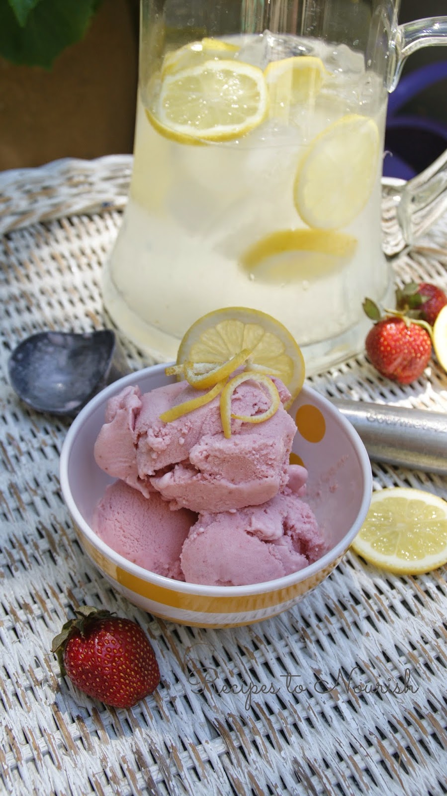 Recipes to Nourish Strawberry Lemonade Ice Cream {Dairy Free + Vegan}