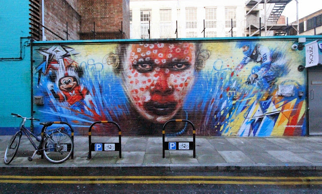 "Wonderland" new Street Art mural by Dale Grimshaw in East London, UK. 4