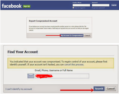 How to Get Back A Hacked Facebook Account and Secure within 10 Steps Click on "My Account Compromised"