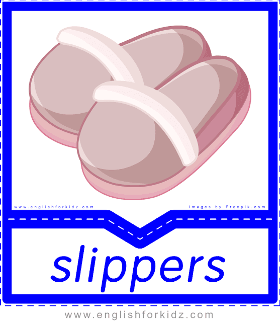 Slippers - English clothes and accessories flashcards for ESL students