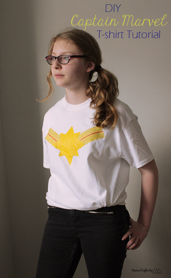 DIY Captain Marvel T-Shirt Paint Tutorial and Cut File