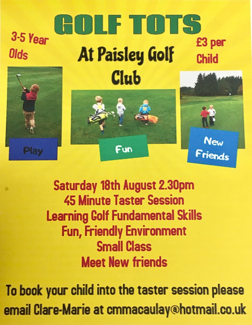 Carol Fell Golf GOLF TOTS AT PAISLEY GOLF CLUB