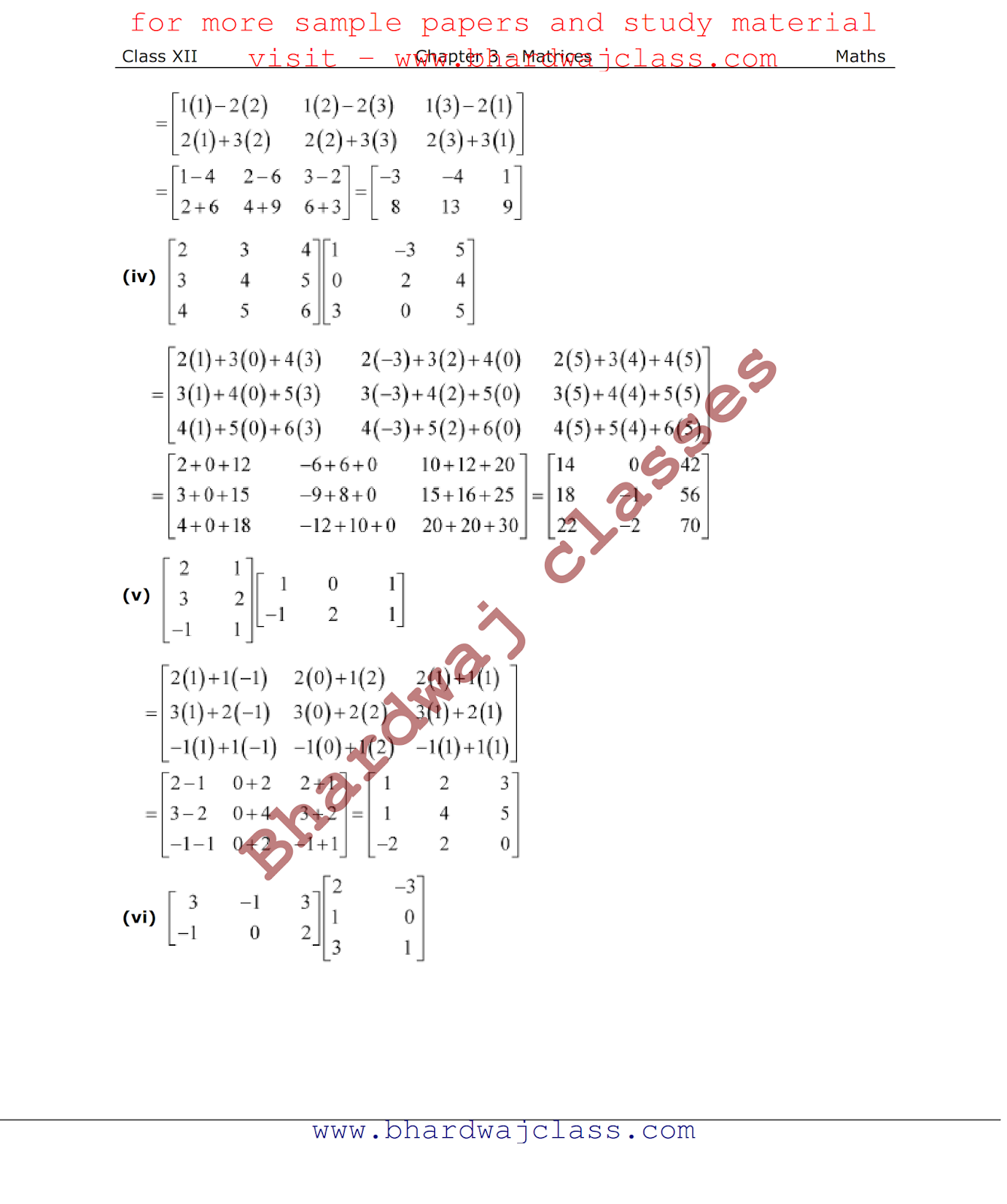 Class 12 Maths NCERT Solutions chapter 3 matrix