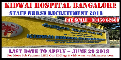 Kidwai Hospital Bangalore Staff Nurse Recruitment 2018