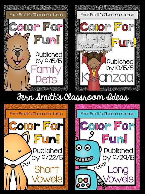  Fern Smith's Classroom Ideas Color for Fun, First Semester Bundle for Fall Fun! Color For Fun Printable Coloring Pages