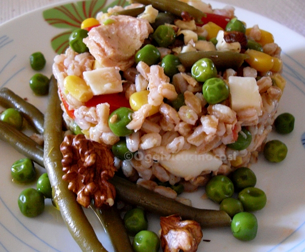 Insalata estiva di Farro con Noci e Verdure©Oggivicucinocosì