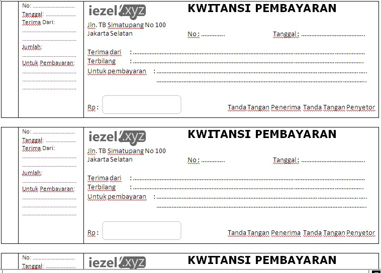 Cara Membuat Kwitansi Keren Tanda Terima Toko Di Word