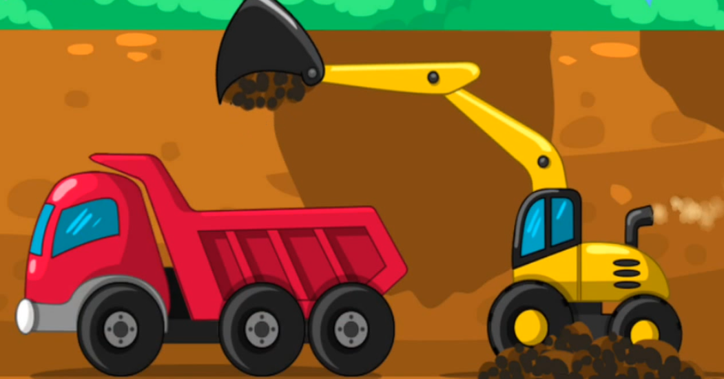 Excavator Videos for Children Backhoe Excavator, Crane Truck and