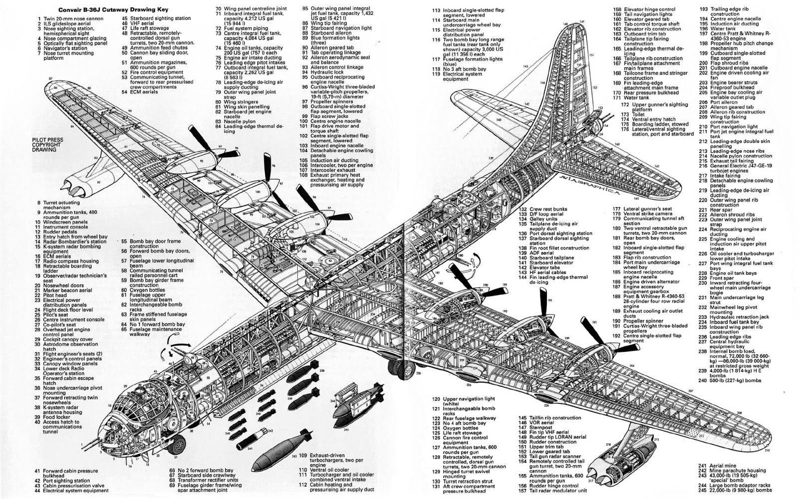 Convair B36 Cutaway Drawing