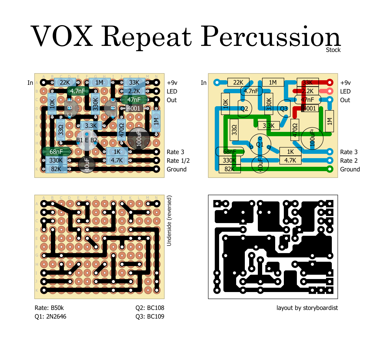 Perf and PCB Effects Layouts: Vox Repeat Percussion Tremolo