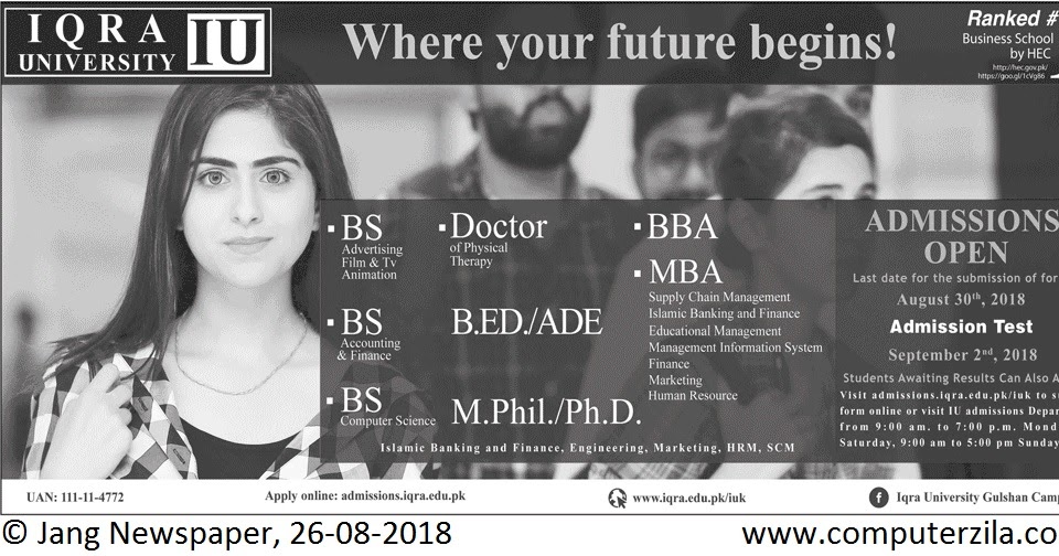 iqra-university-gulshan-campus-karachi-admissions-open-2018