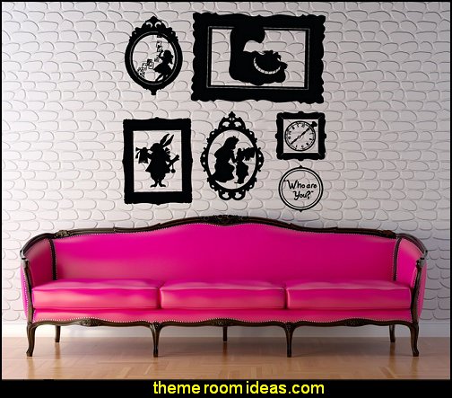 Wall Decal Vinyl Sticker Decals Art Decor Design Alice in Wonderland Rabbit Cat Clock Frames Words Quote Dorm Bedroom Fashion