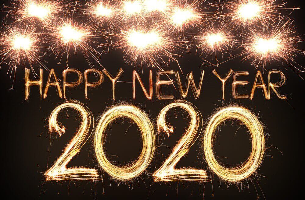 Happy New Year 2020, Gold, Fireworks Happy New Year 2020, Gold, Fireworks