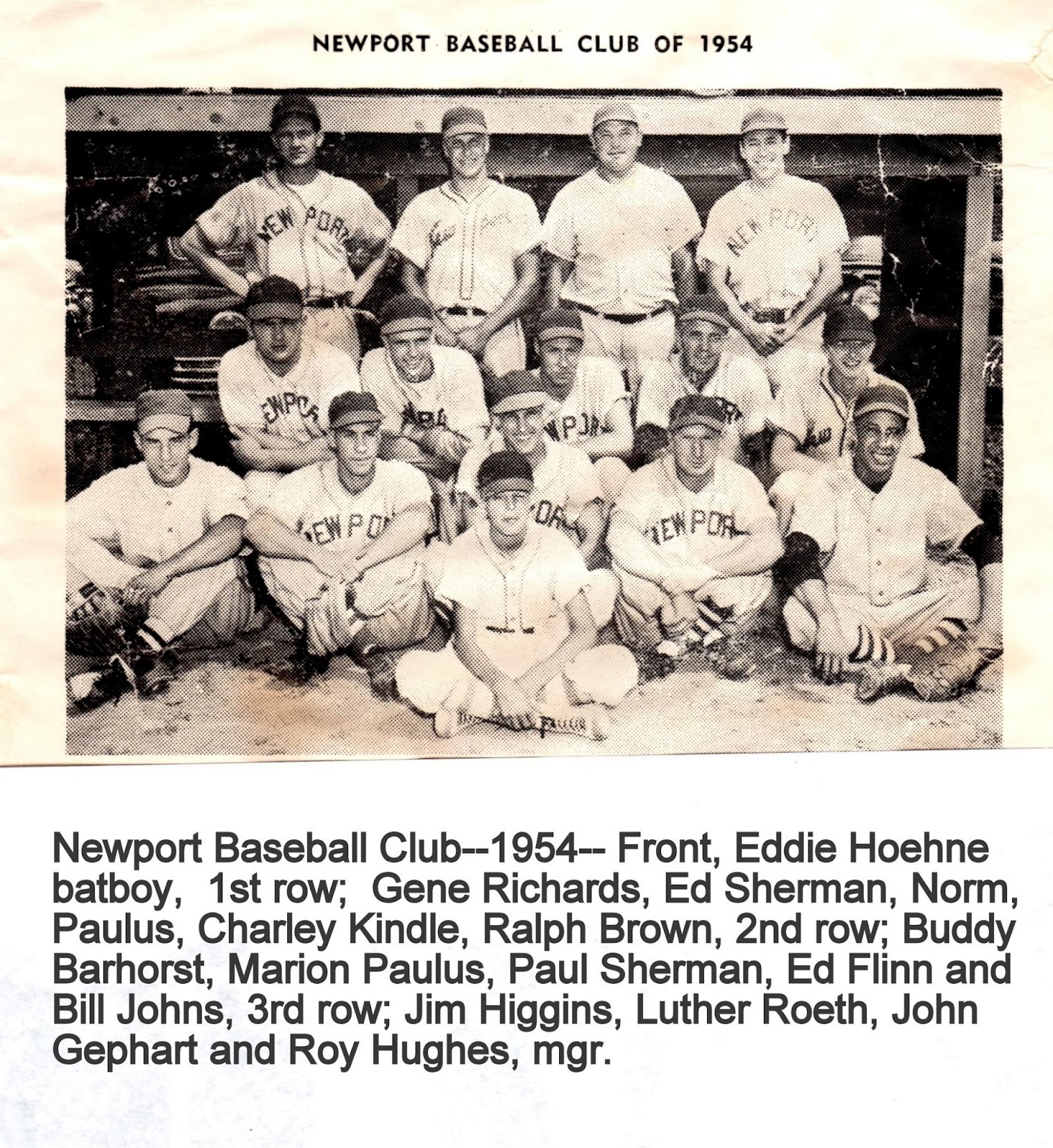 Boerger Pictorial History Newport Baseball Club of 1954