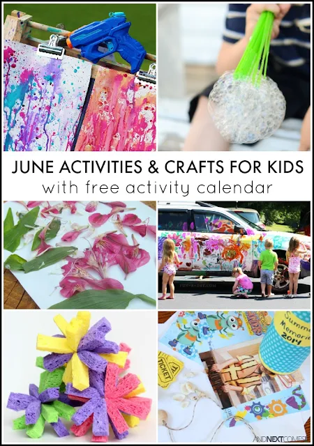 June activities & crafts for kids with free downloadable activity calendar - includes lots of spring activities and crafts as well as Father's Day gifts from And Next Comes L