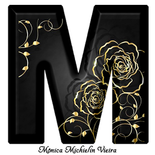 Abecedario Negro con Rosas en Dorado. Golden Roses in Black Alphabet.