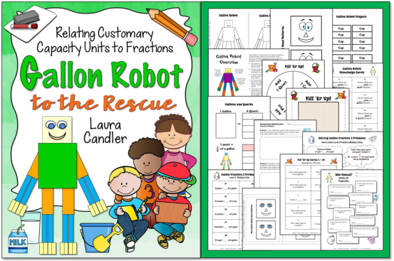  Gallon Robot to the Rescue - a great resource for teaching customary capacity and fraction concepts!