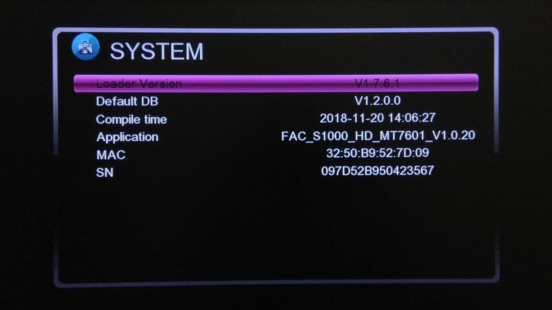Software Master TGX140 S1000 HD Update Firmware Receiver