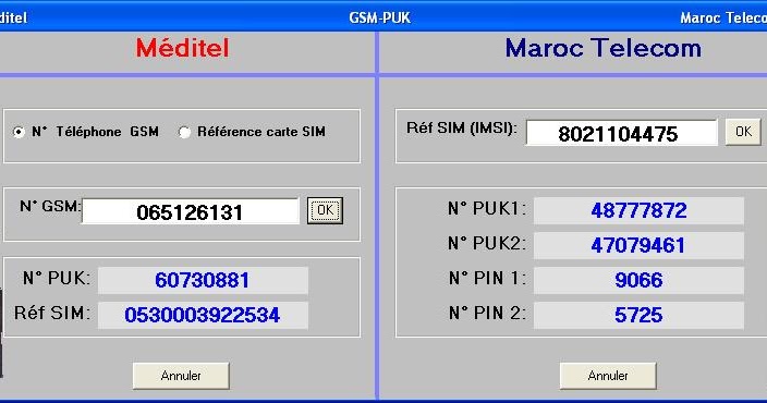 gsm puk maroc telecom