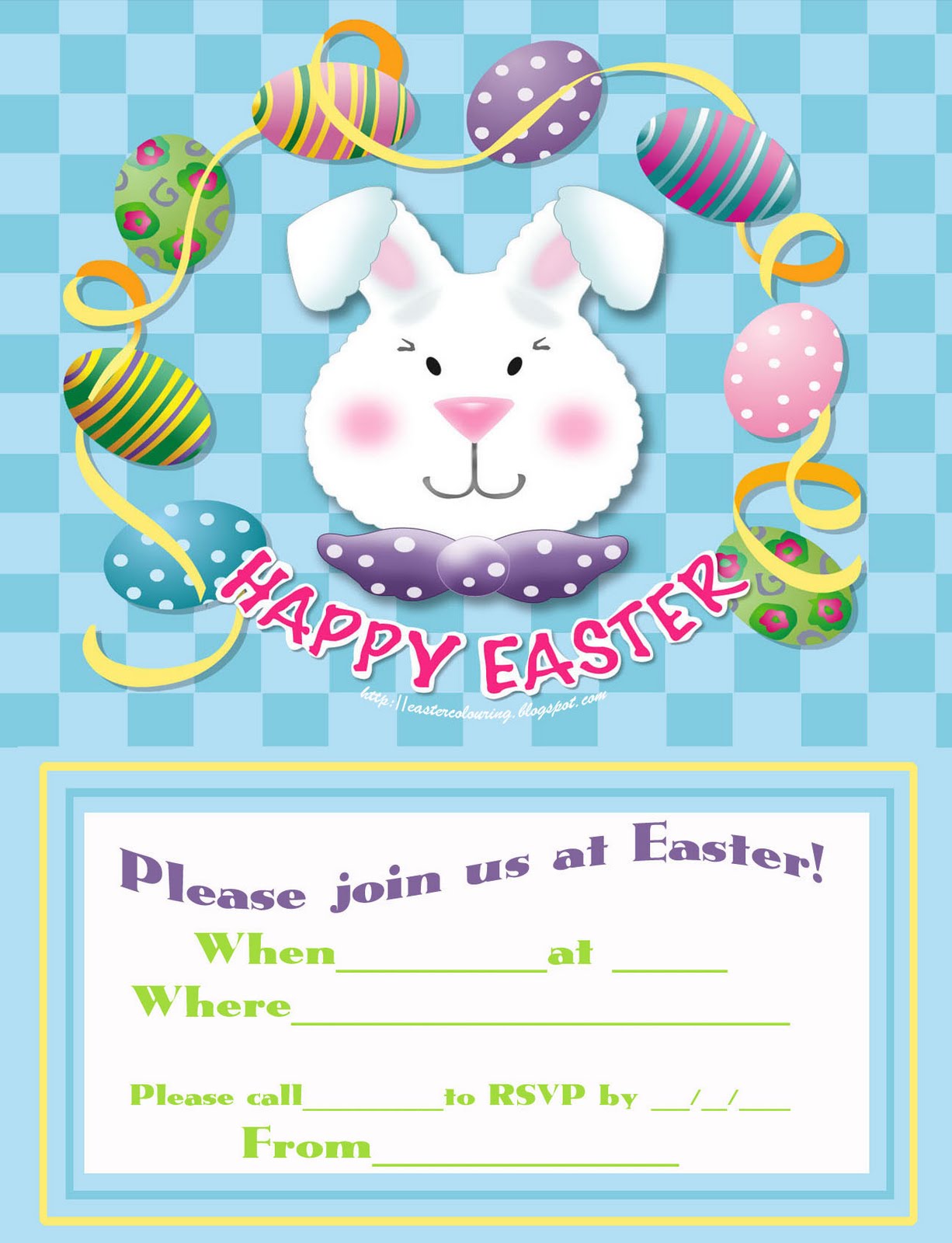EASTER COLOURING FREE INVITATIONS TO EASTER PARTY TO PRINT