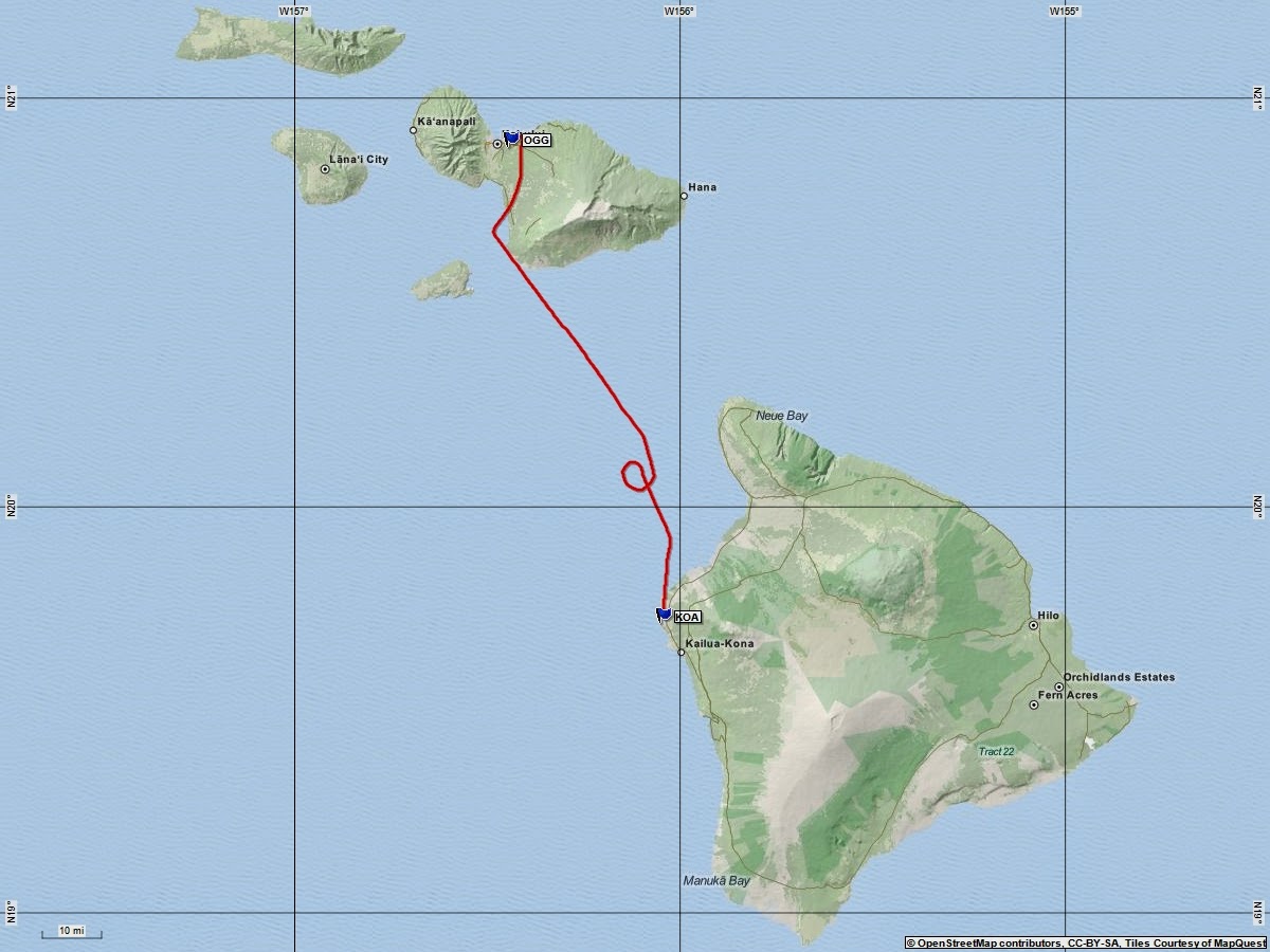 American Travel Journal Commuter Flight Kahului to Kona