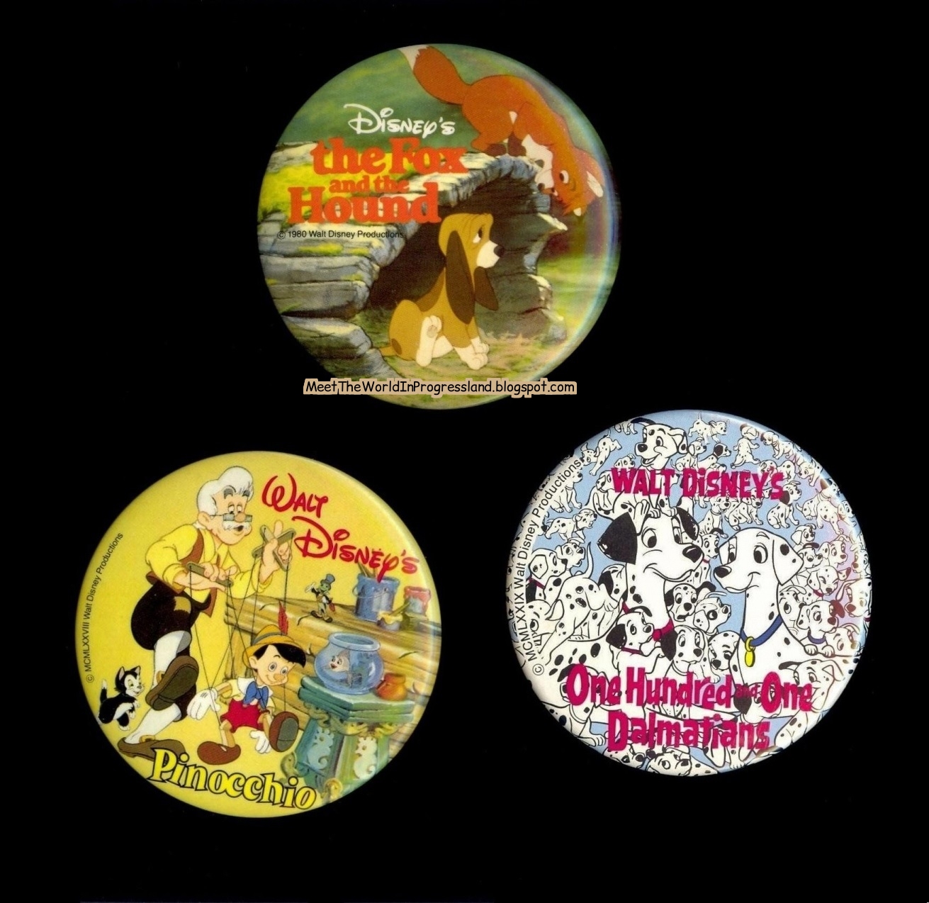 Walt Disney World Pin Back Buttons ~ 1980's